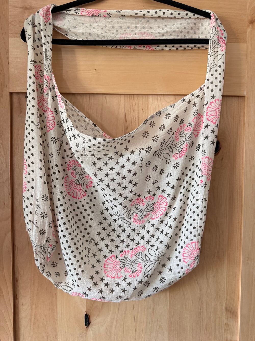 Free People Women's Sling Bag Lightweight Bohemian Floral Stars Polka Dot